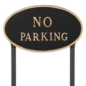 10" x 18" Large Oval No Parking Statement Plaque Sign with 23" lawn stake