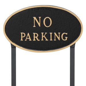 10" x 18" Large Oval No Parking Statement Plaque Sign with 23" lawn stake