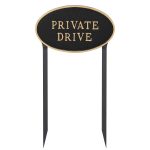 10" x 18" Large Oval Private Drive Statement Plaque Sign with 23" lawn stake