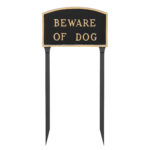 10" x 15" Standard Arch Beware of Dog Statement Plaque Sign with 23" lawn stake