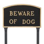 10" x 15" Standard Arch Beware of Dog Statement Plaque Sign with 23" lawn stake