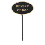 8.5" x 13" Standard Oval Beware of Dog Statement Plaque Sign with 23" lawn stake