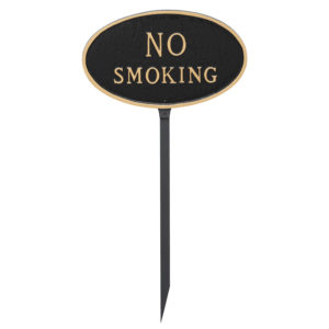 8.5" x 13" Standard Oval No Smoking Statement Plaque Sign with 23" lawn stake