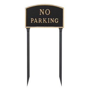 10" x 15" Standard Arch No Parking Statement Plaque Sign with 23" lawn stake