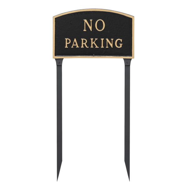 10" x 15" Standard Arch No Parking Statement Plaque Sign with 23" lawn stake