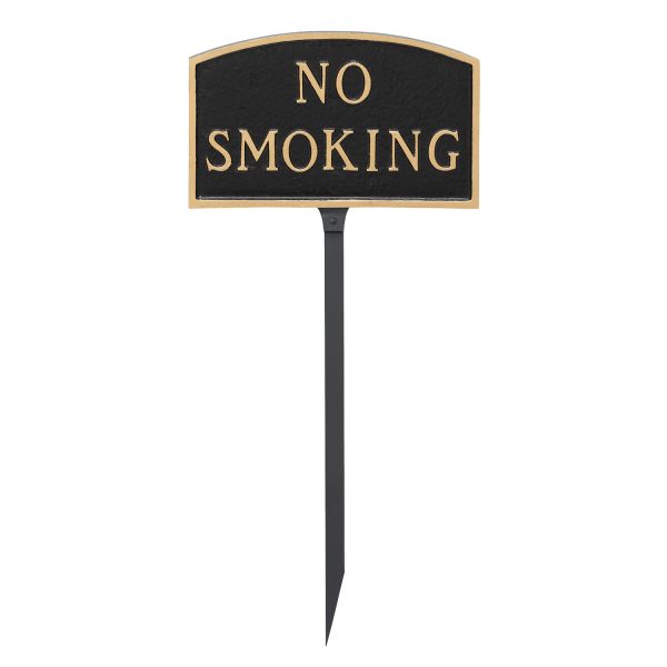 5.5" x 9" Small Arch No Smoking Statement Plaque Sign with 23" lawn stake