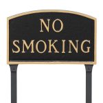 13" x 21" Large Arch No Smoking Statement Plaque Sign with 23" lawn stake, Black with Gold Lettering