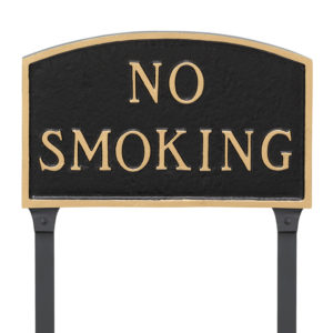 10" x 15" Standard Arch No Smoking Statement Plaque Sign with 23" lawn stake, Black with Gold Lettering
