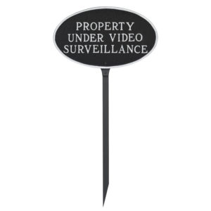 8.5" x 13" Standard Oval Property Under Video Surveillance Statement Plaque Sign with 23" lawn Stake