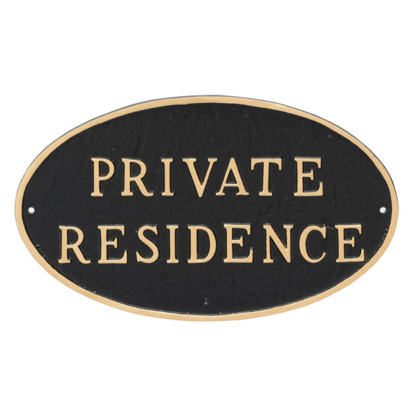 6" x 10" Small Oval Private Residence Statement Plaque Sign