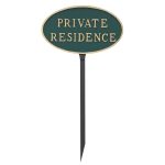 8.5" x 13" Standard Oval Private Residence Statement Plaque Sign with 23" lawn Stake