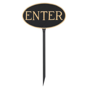 6" x 10" Small Oval Enter Statement Plaque Sign with 23" lawn stake