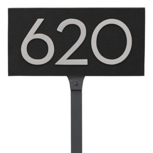 Floating Modern 4" Number Horizontal Address Plaque with Lawn Stakes (3 digits)