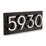 Floating Modern 4" Number Horizontal Address Plaque with Lawn Stakes (4 digits)