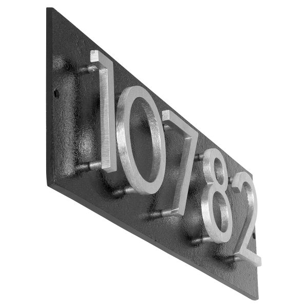 Floating Modern 4" Number Horizontal Address Plaque with Lawn Stakes (5 digits)