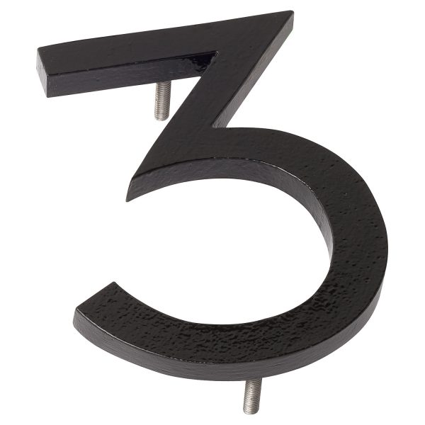 8" Black Aluminum floating or flat Modern House Numbers 0-9