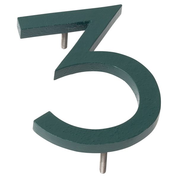 4" Hunter Green Aluminum floating or flat Modern House Numbers 0-9