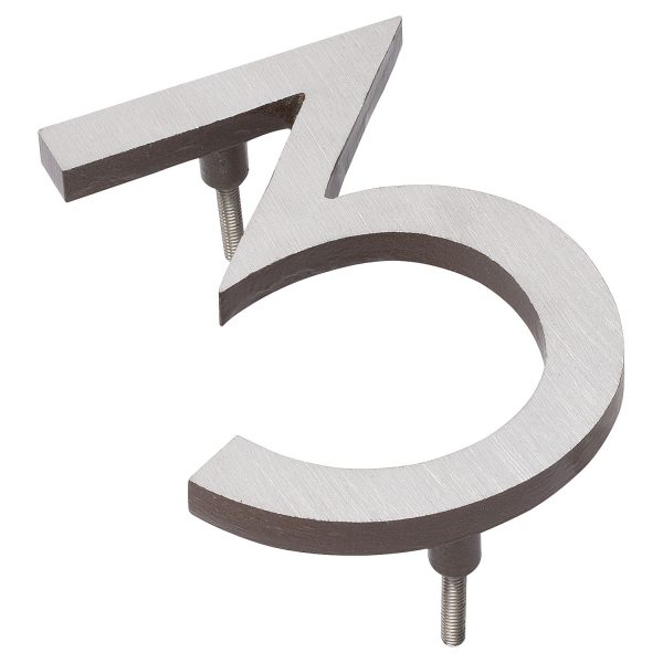 6" Satin Nickel/Roman Bronze Two Tone Aluminum floating or flat Modern House Numbers 0-9