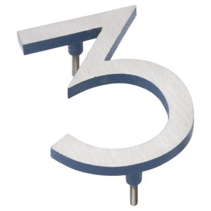 12" Satin Nickel/Sea Blue Two Tone Aluminum floating or flat Modern House Numbers 0-9