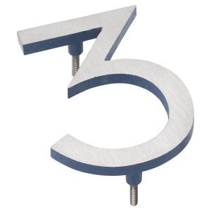 16" Satin Nickel/Sea Blue Two Tone Aluminum floating or flat Modern House Numbers 0-9