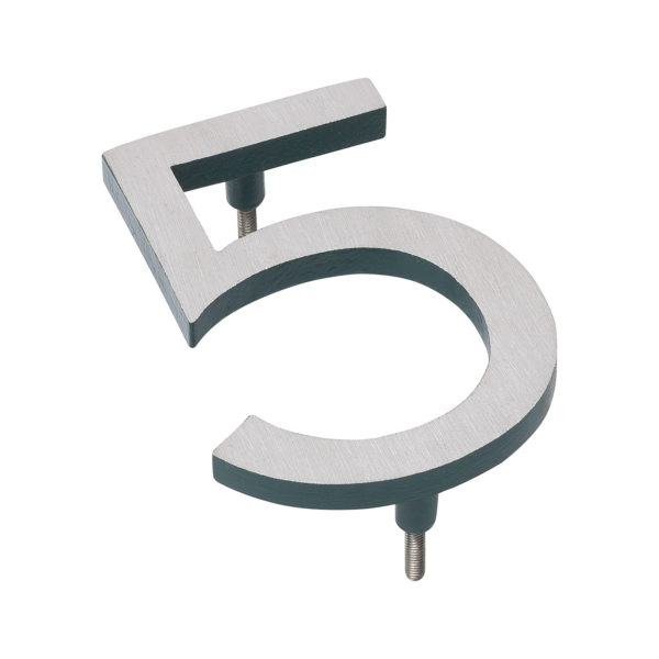 4" Satin Nickel/Hunter Green Two Tone Aluminum floating or flat Modern House Numbers 0-9