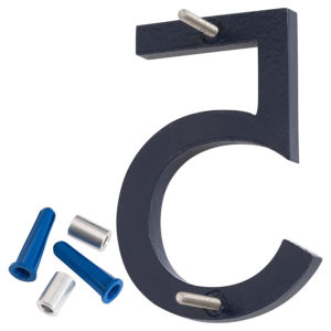 10" Satin Nickel/Navy Two Tone Aluminum floating or flat Modern House Numbers 0-9