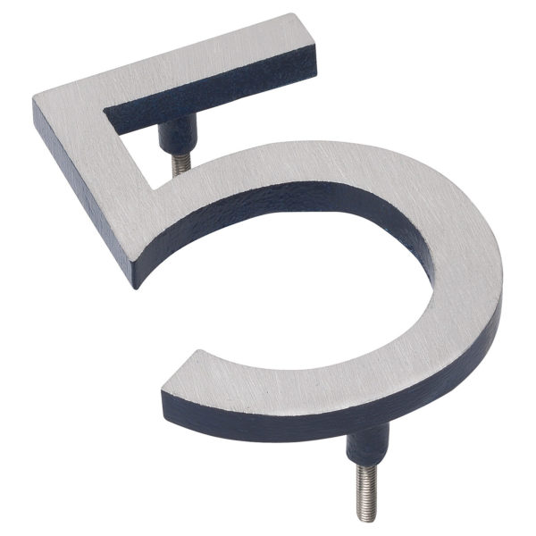 12" Satin Nickel/Navy Two Tone Aluminum floating or flat Modern House Numbers 0-9