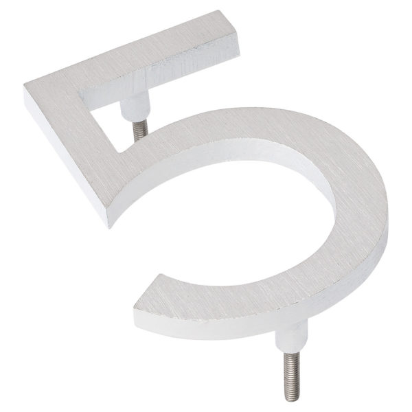 6" Satin Nickel/White Two Tone Aluminum floating or flat Modern House Numbers 0-9