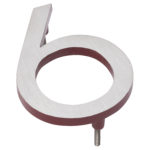 6" Satin Nickel/Brick Red Two Tone Aluminum floating or flat Modern House Numbers 0-9