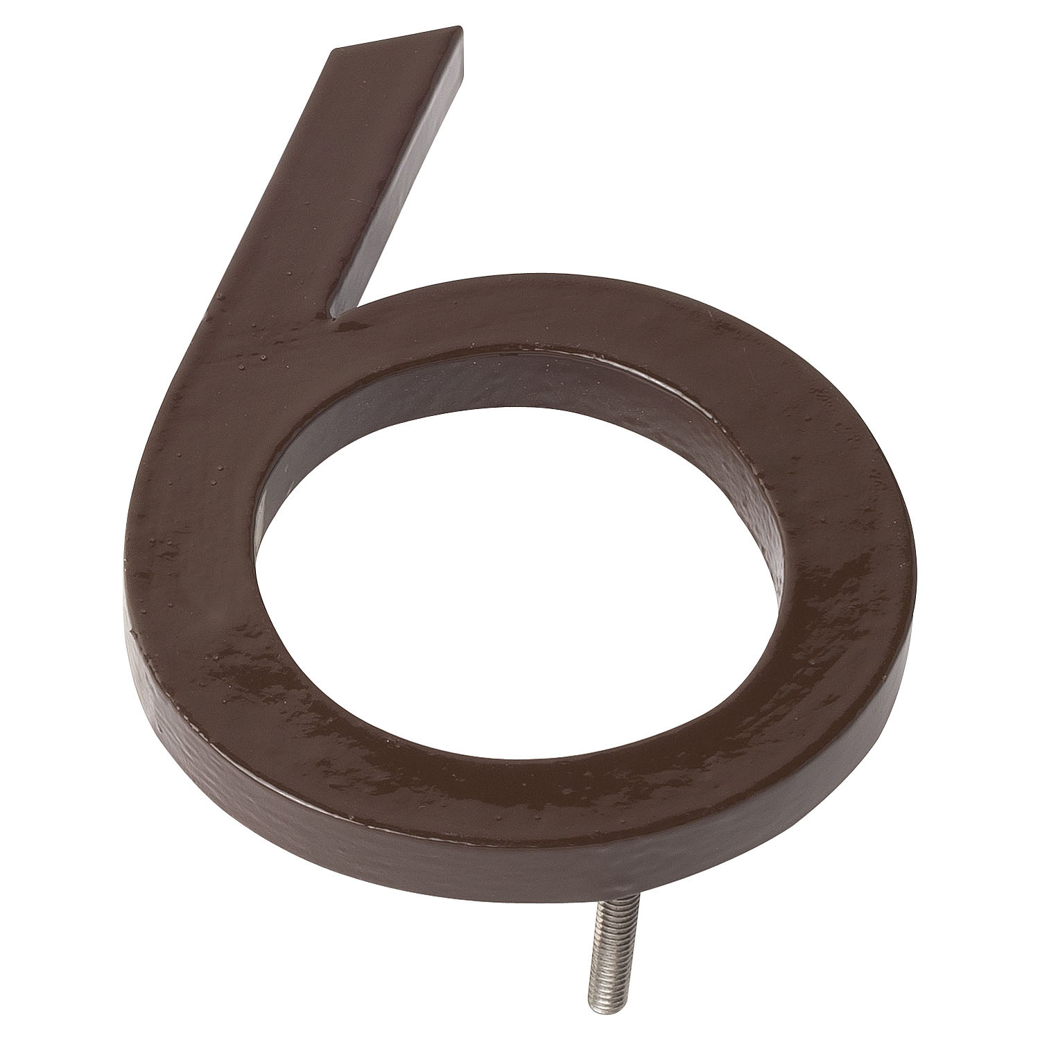 8 in. Brushed Brass Aluminum Floating or Flat Modern House Number 6