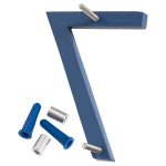 4" Satin Nickel/Sea Blue Two Tone Aluminum floating or flat Modern House Numbers 0-9