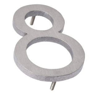 6" Brushed Aluminum floating or flat Modern House Numbers 0-9
