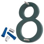 10" Hunter Green Aluminum floating or flat Modern House Numbers 0-9