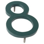 12" Hunter Green Aluminum floating or flat Modern House Numbers 0-9