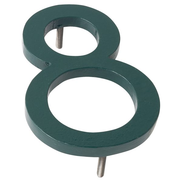 12" Hunter Green Aluminum floating or flat Modern House Numbers 0-9