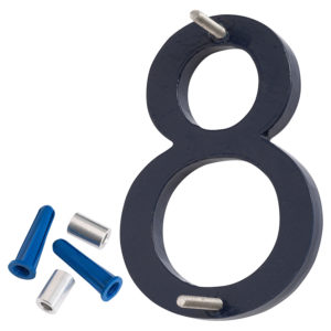 4" Navy Aluminum floating or flat Modern House Numbers 0-9
