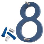 12" Satin Nickel/Sea Blue Two Tone Aluminum floating or flat Modern House Numbers 0-9