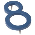 4" Sea Blue Aluminum floating or flat Modern House Numbers 0-9