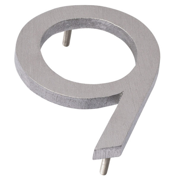 10" Brushed Aluminum floating or flat Modern House Numbers 0-9