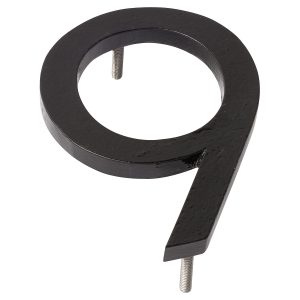 12" Black Aluminum floating or flat Modern House Numbers 0-9