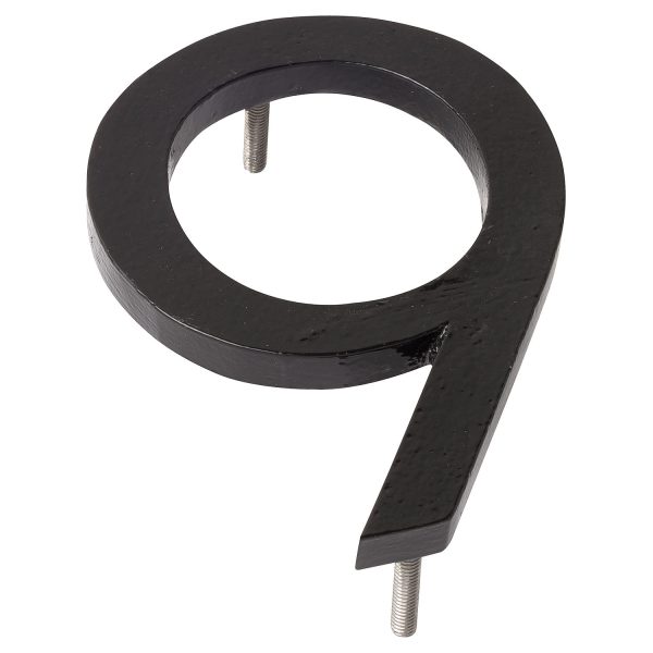 6" Black Aluminum floating or flat Modern House Numbers 0-9