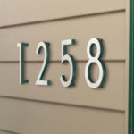 6" Satin Nickel/Hunter Green Two Tone Aluminum floating or flat Modern House Numbers 0-9