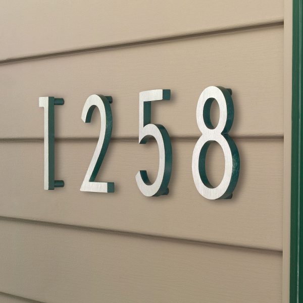 6" Brushed Aluminum floating or flat Modern House Numbers 0-9